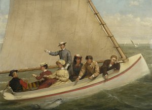 Fiske i en kattebåt i Great South Bay, 1871